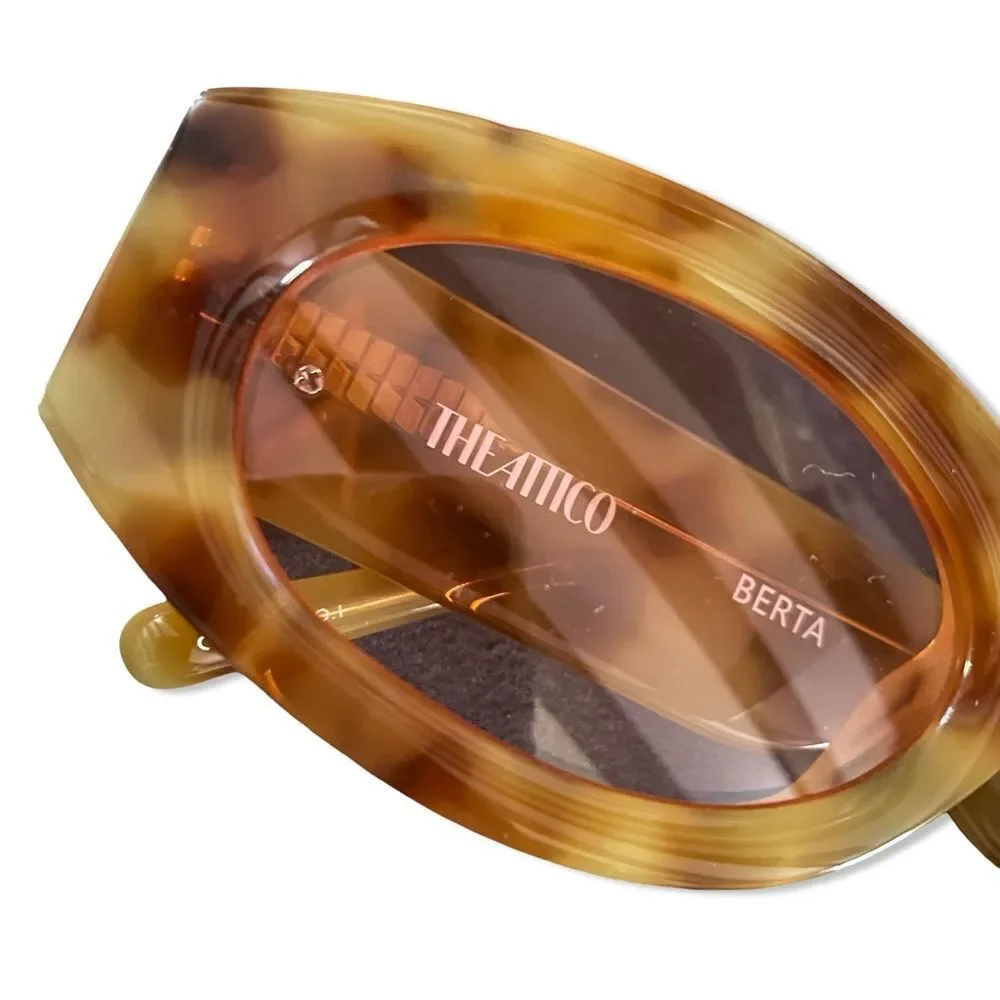 Linda Farrow The Attico Berta Brown tortoiseshell Pink Cat-Eye Sunglasses NEW